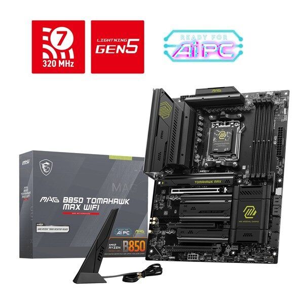 MSI MAG B850 TOMAHAWK MAX WIFI7 DDR5 HDMI-USBC DP PCIE 5.0 AM5 ATX