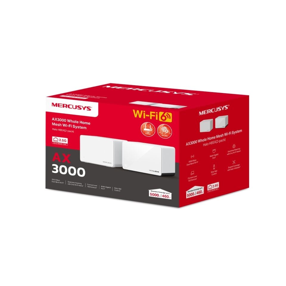 TP-Link Mercusys HALO H85X AX3000 Mesh Menzil Genişletici (İkili) Paket