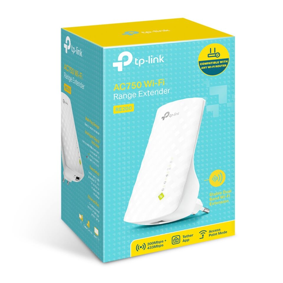 TP-LINK RE200 AC750 Menzil Genişletici Priz Tip