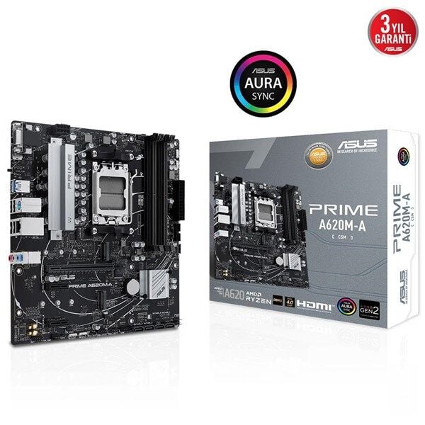 ASUS PRIME A620M-A-CSM DDR5 HDMI DP PCIe 16X v4.0 AM5 mATX