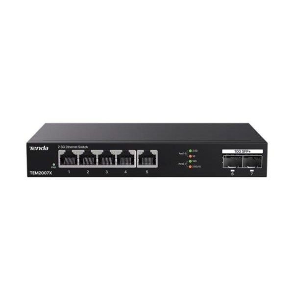 TENDA 5port 2.5-Gigabit 2-SFP 10GbE Yönetilemez Switch TEM2007X