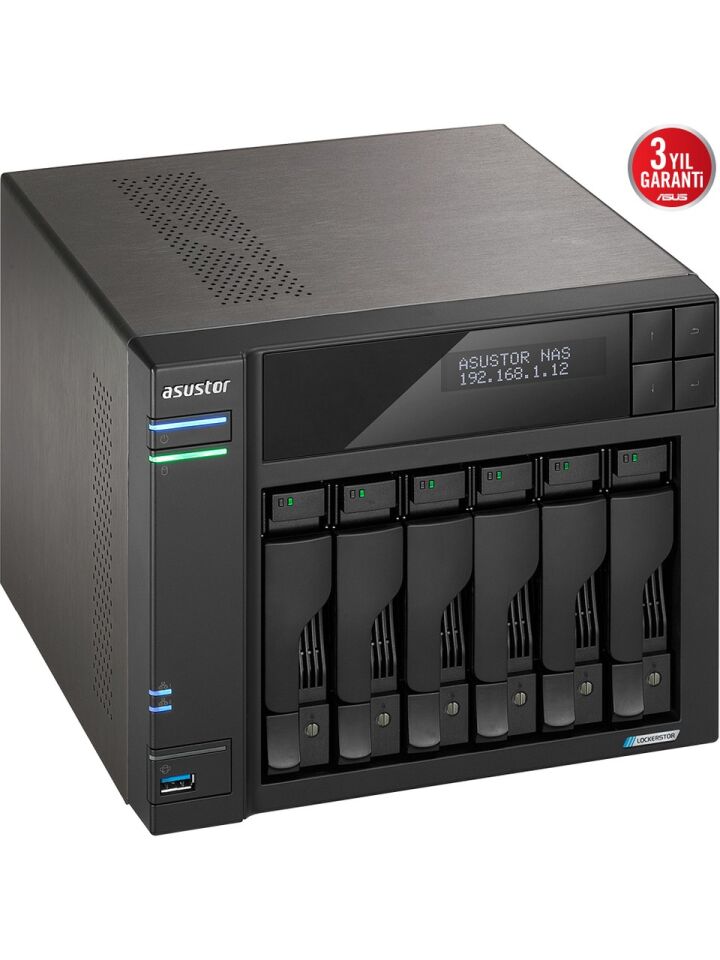 ASUSTOR AS6706T CELERON QC- 8 GB RAM- 6-diskli Nas Server (Disksiz)