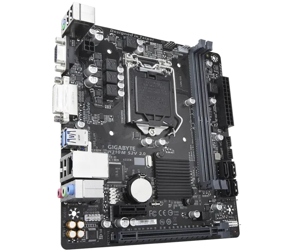 GIGABYTE H310M-S2V 2.0 DDR4 SATA3 DVI PCIe 16X v3.0 1151p v2 mATX