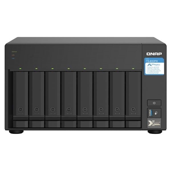 QNAP 8diskli Alpine AL324 QC-4GB RAM-10GbE SFP+ Nas Server TS-832PX (40357)