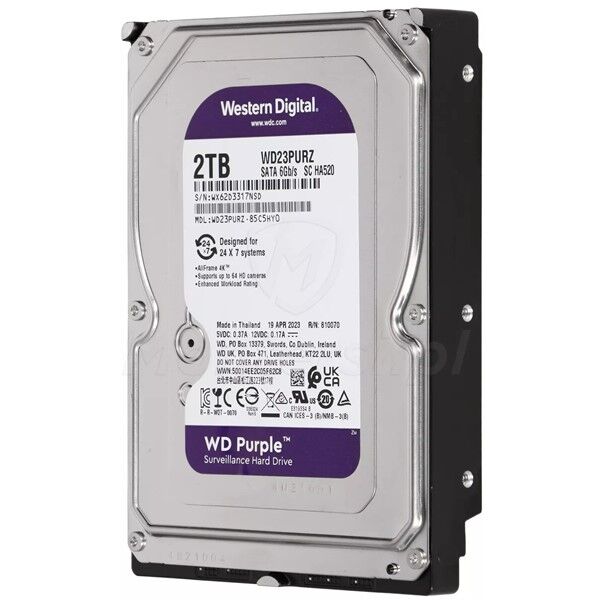 WD 3.5'' 2TB PURPLE WD23PURZ 5400 RPM 64MB SATA-3 Güvenlik Diski