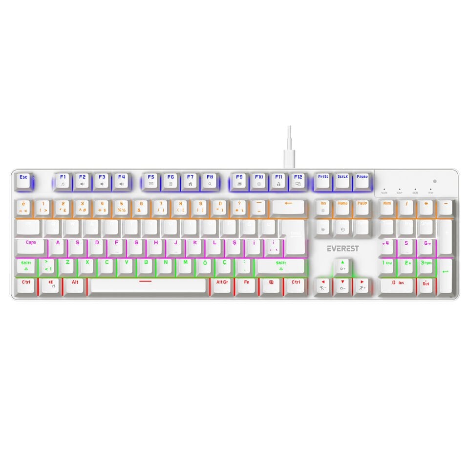 EVEREST KB-MK1 LUMOS SİYAH USB RAINBOW AYDINLATMALI RED SWITCH FULL ANTI-GHOSTING GAMING KLAVYE