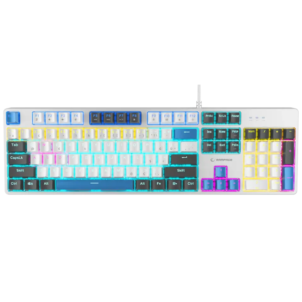 RAMPAGE NIMBUS KB-MK2 SİYAH USB RAINBOW AYDINLATMALI RED SWITCH 26 TUŞ ANTI-GHOSTING MEKANIK GAM