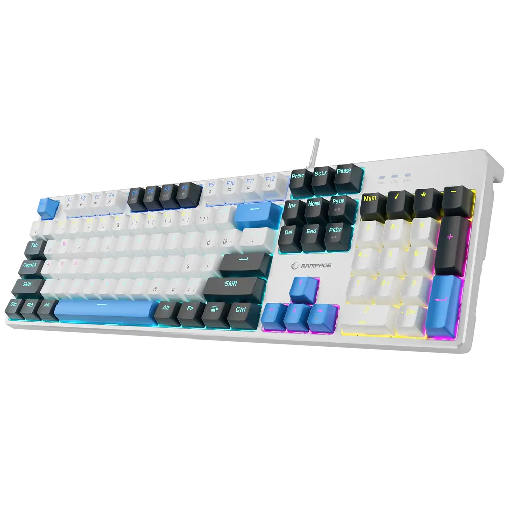 RAMPAGE NIMBUS KB-MK2 SİYAH USB RAINBOW AYDINLATMALI RED SWITCH 26 TUŞ ANTI-GHOSTING MEKANIK GAM