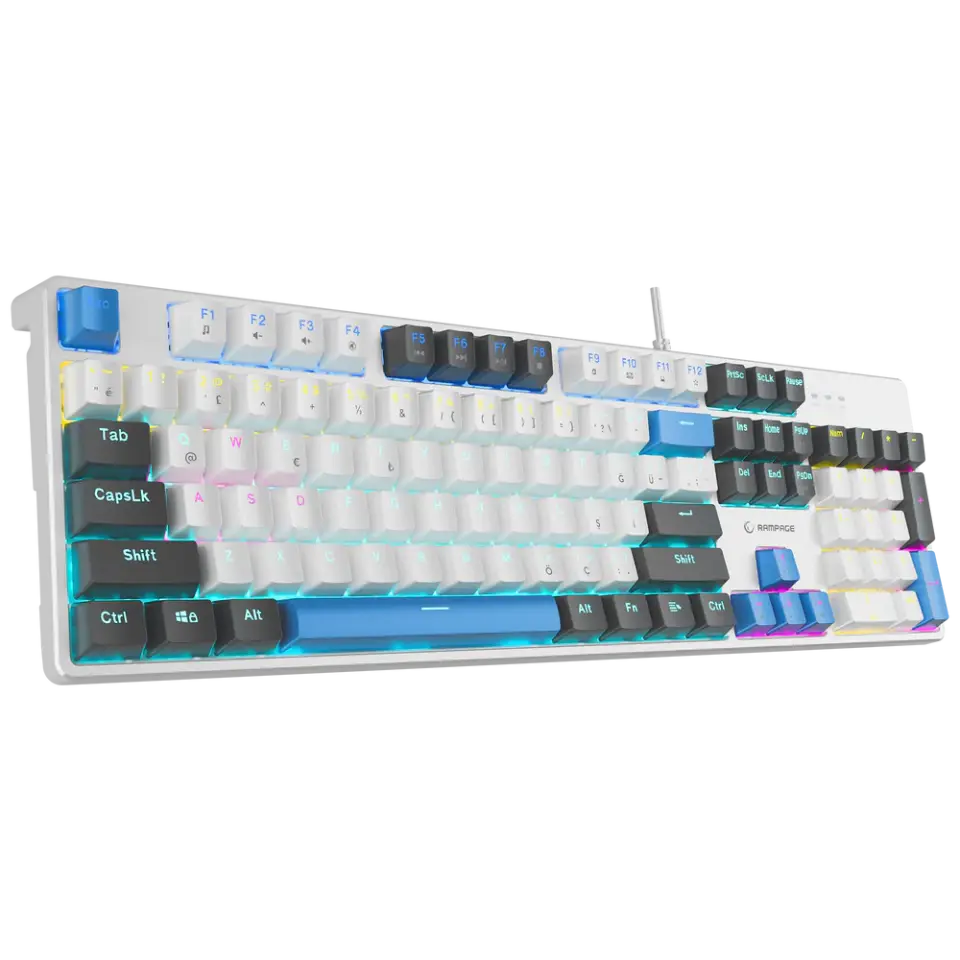 RAMPAGE NIMBUS KB-MK2 SİYAH USB RAINBOW AYDINLATMALI RED SWITCH 26 TUŞ ANTI-GHOSTING MEKANIK GAM