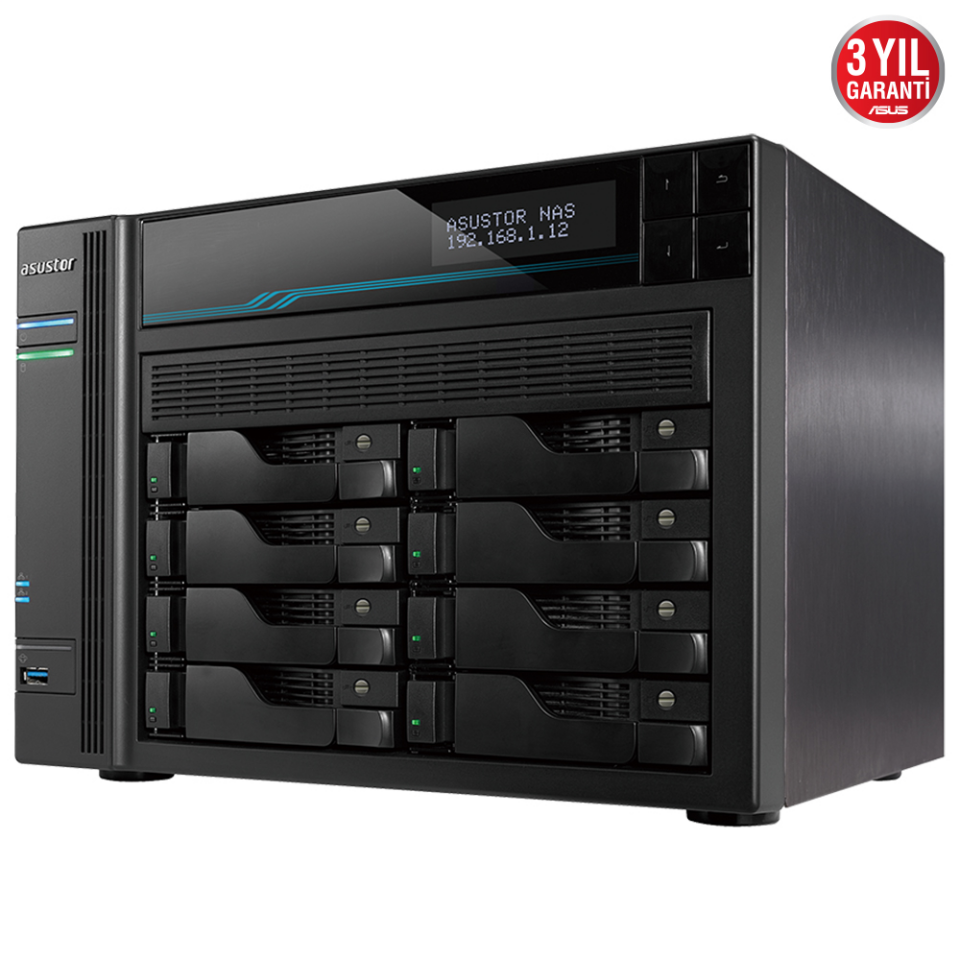 ASUSTOR 8diskli Atom QC-64GB RAM-2-10Gbe Nas Server AS6508T (44385)
