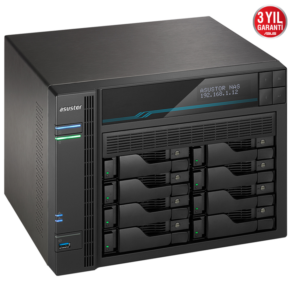 ASUSTOR 8diskli Atom QC-64GB RAM-2-10Gbe Nas Server AS6508T (44385)
