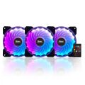 PowerBoost 12cm Rainbow Siyah 18x LED RGB 3lü Kasa Fanı Kiti 6pin Hız Kontrollü