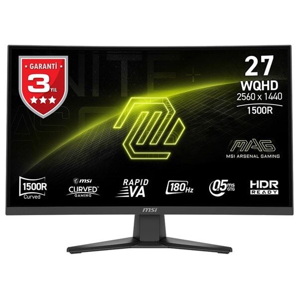 MSI 27'' RAPID VA MAG 275CQF E15 0.5MS 180HZ HDMI-DP KAVISLI GAMING MONİTÖR 2560X1440