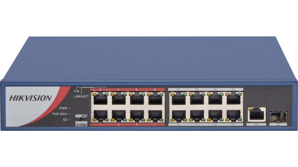 HIKVISION 16port PoE 130w 10/100 Yönetilemez Switch DS-3E0318P-E/M(B)