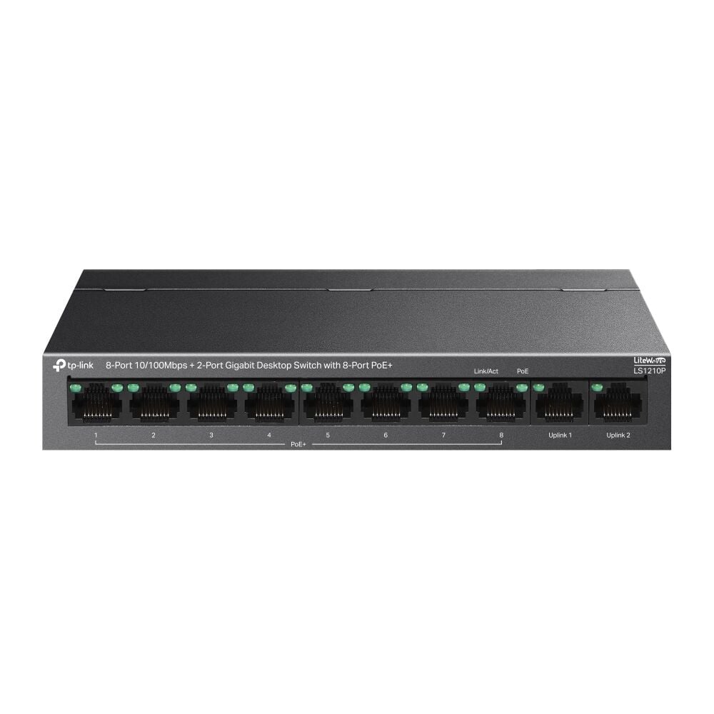 TP-Link LS1210P 8 Port 10/100+2 Port Gigabit with 8 Port PoE+ Switch