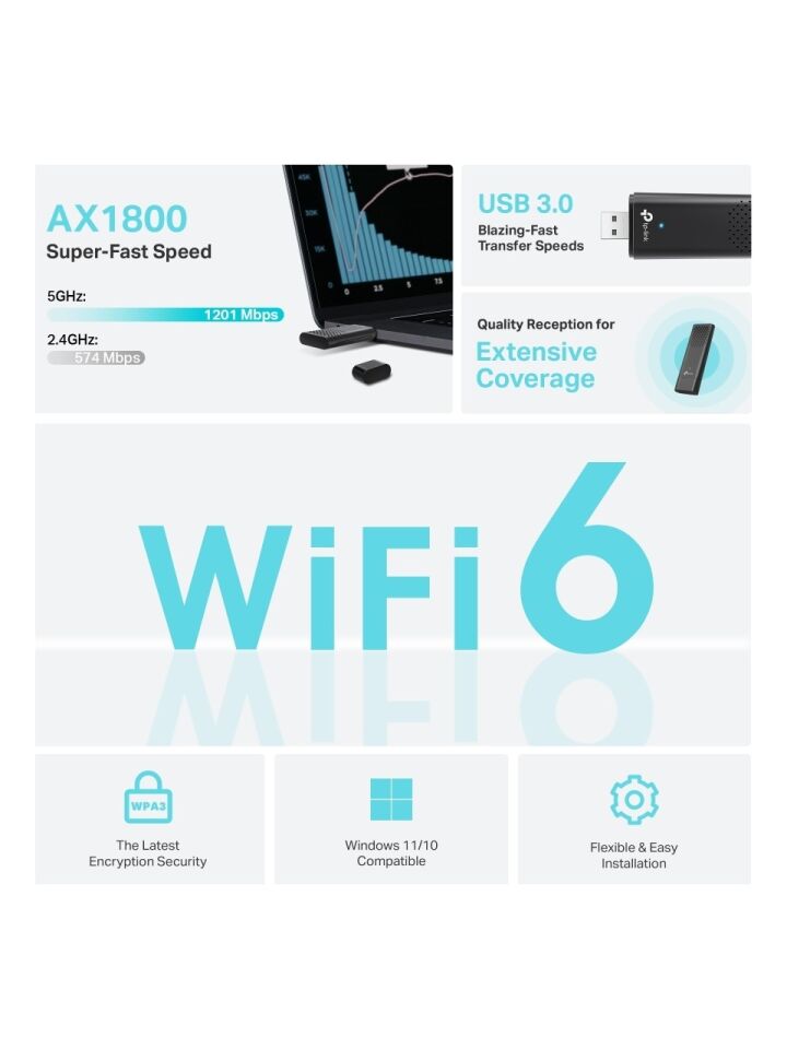 TP-Link Archer TX20U NANO AX1800 Dual Band Wi-Fi 6 USB Adaptör
