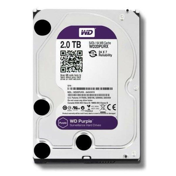 WD 3.5'' 2TB PURPLE WD20PURX 5400 RPM 64MB SATA-3 Güvenlik Diski