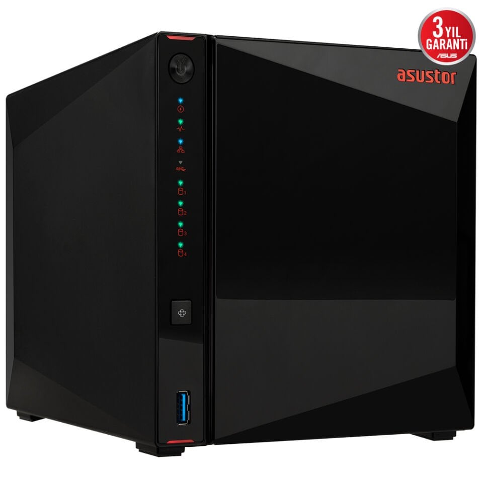 ASUSTOR 4diskli Celeron N5105 QC-8GB RAM-2-2.5GbE Nas Server AS5404T (47911)