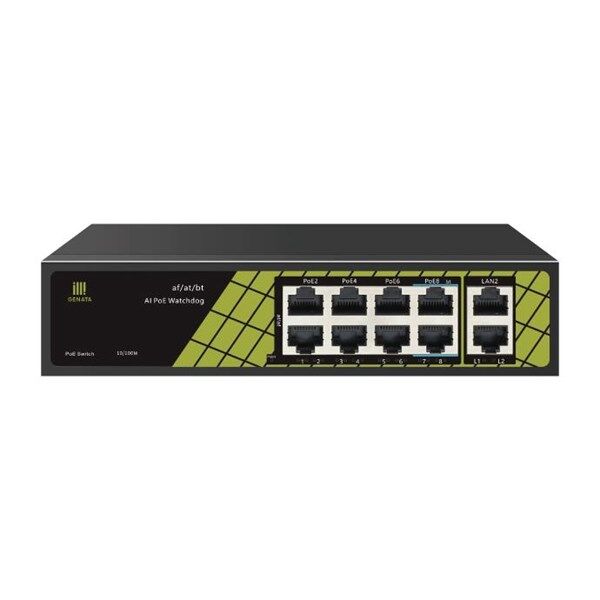 GENATA 8port PoE 60w GNT-P9828V6 10/100 2-Uplink Yönetilemez Switch