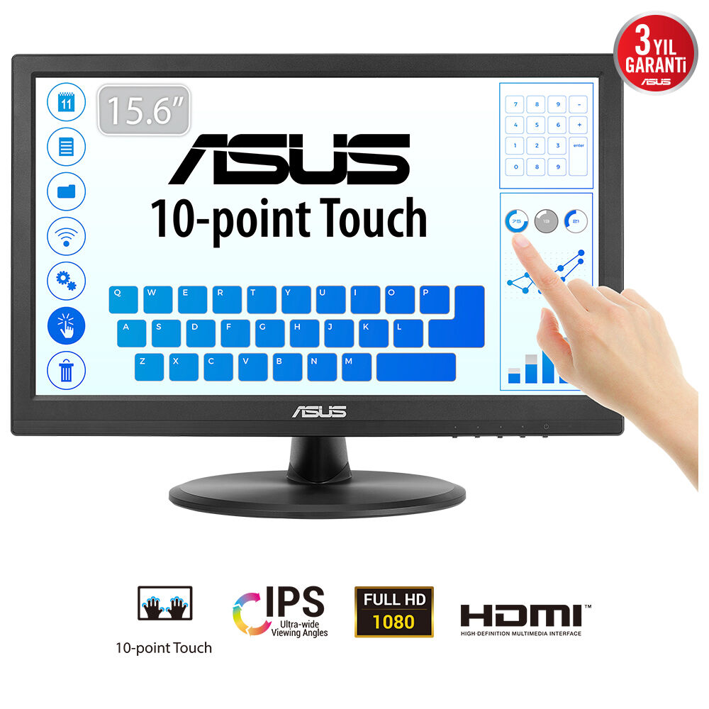 ASUS 15.6'' IPS Dokunmatik VT169HE 5ms 60Hz HDMI Taşınabilir Monitör 1920x1080