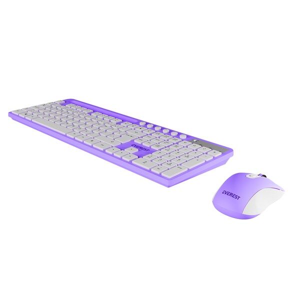 EVEREST KM-730 Kablosuz Q Trk Mor/Beyaz Klavye - Mouse Set