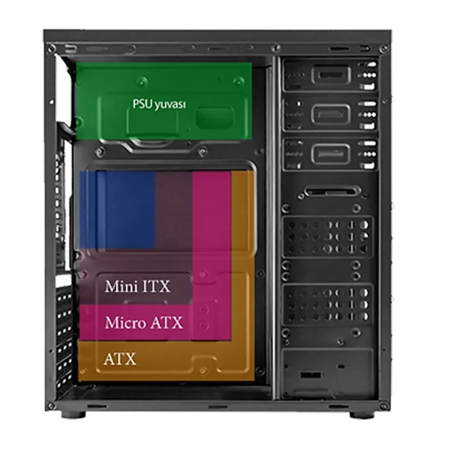 VENTO TA-K61 PEAK 500W USB 3.0 MİDİ TOWER SİYAH KASA