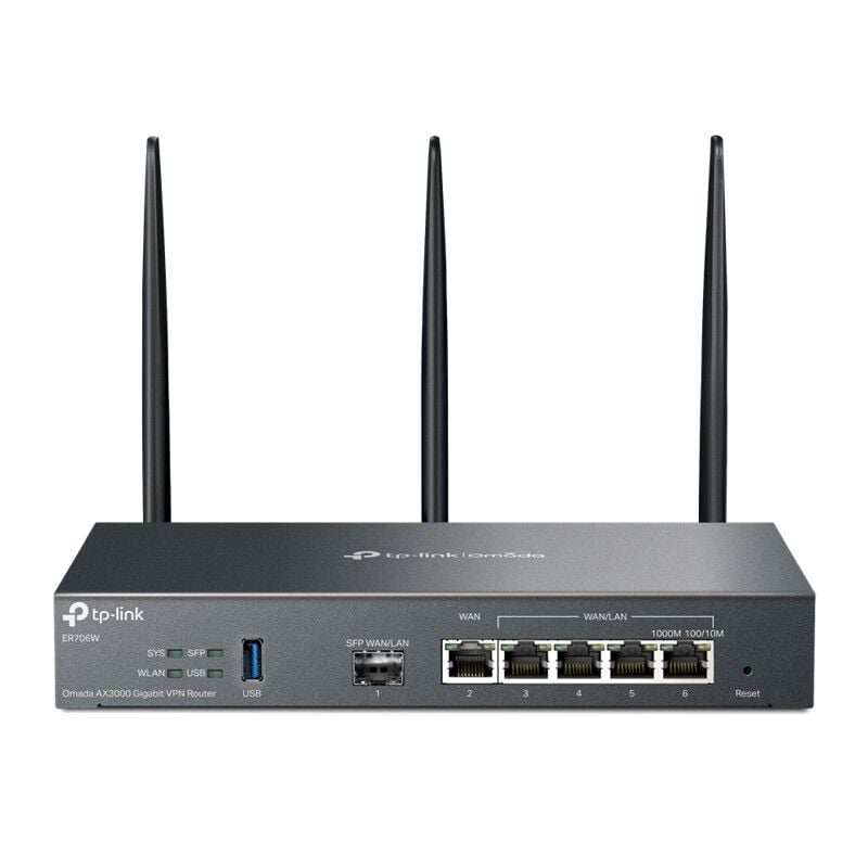 TP-LINK OMADA ER706W AX3000 WIFI 6 1XGIGABIT SFP WAN/LAN PORT 1XGIGABIT RJ45 WAN PORT 4XGIGABIT WAN/LAN RJ45 VPN ROUTER