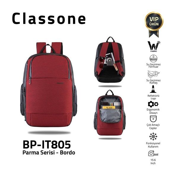 Classone Parma BP-IT805 15.6'' Sırt Çantası-Bordo