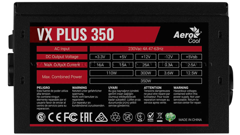AEROCOOL AE-VXP350 VX PLUS 350W GÜÇ KAYNAĞI