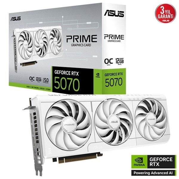 ASUS 12GB PRIME RTX5070-O12G WHITE GDDR7 HDMI-DP PCIE 5.0 BEYAZ