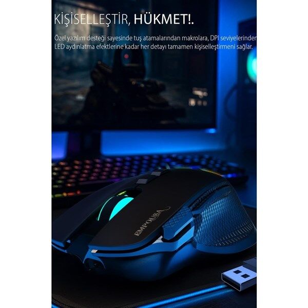 INCA Empousa Kablosuz + Bluetooth Gaming Siyah Mouse IMG-GT22