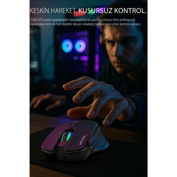 INCA Empousa Kablosuz + Bluetooth Gaming Siyah Mouse IMG-GT22