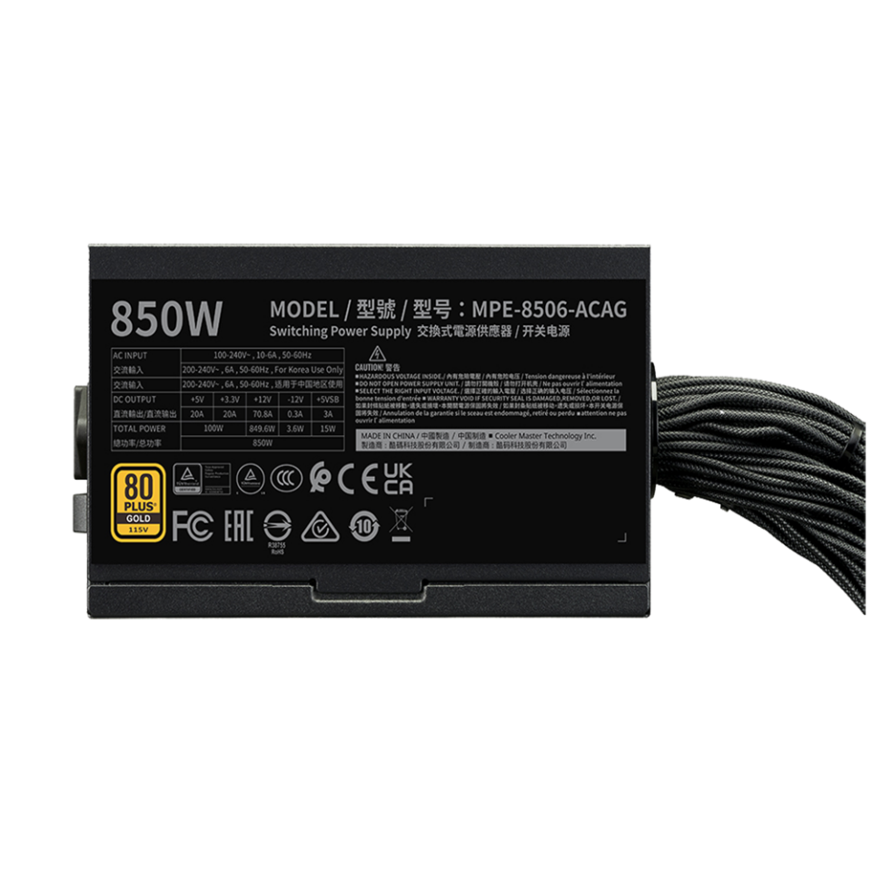 Cooler Master MWE V3 850W 80+ Gold PCIe Gen 5.0 ATX 3.1 Güç Kaynağı