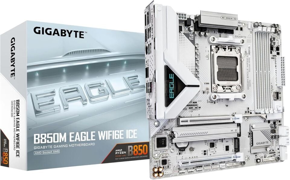 GIGABYTE B850M EAGLE ICE WIFI6E DDR5 HDMI DP-TYPEC PCIE 5.0 AM5 mATX BEYAZ