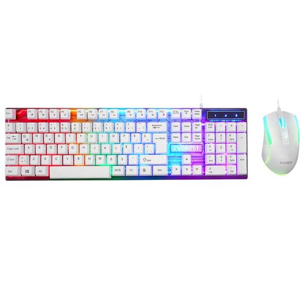 EVEREST KM-198 Kablolu USB Q Trk Beyaz Gaming Klavye - Mouse Set
