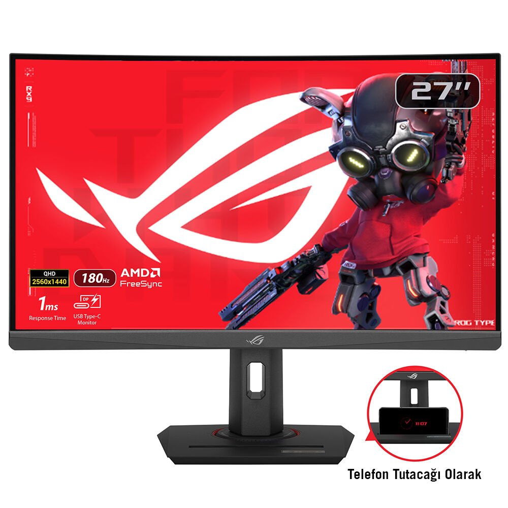 ASUS 27'' FAST VA ROG STRIX XG27WCS 1MS 180Hz HDMI-DP-TYPE-C Kavisli Gaming Monitör (2560 X 1440)