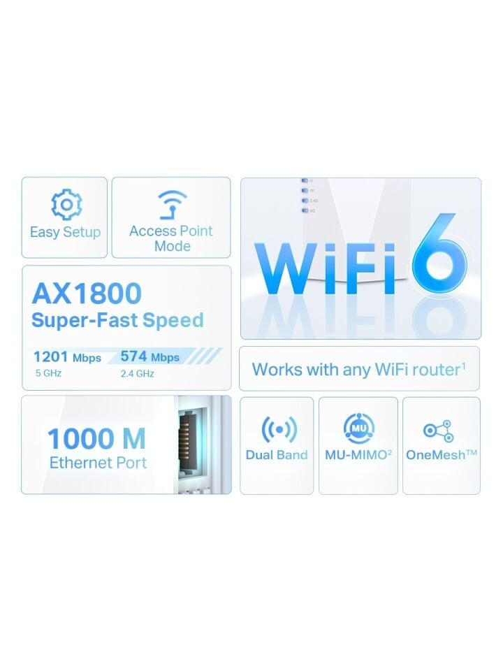 TP-Link RE600X AX1800 MBPS Wi-Fi6 Menzil Genişletici