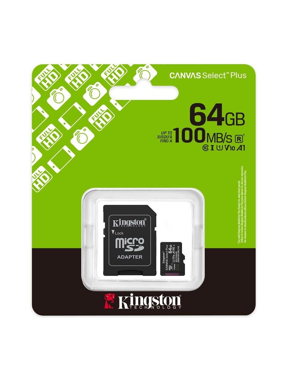 64GB microSDXC Canvas Select Plus Gen3 100MB/s A1 Card + Adapter