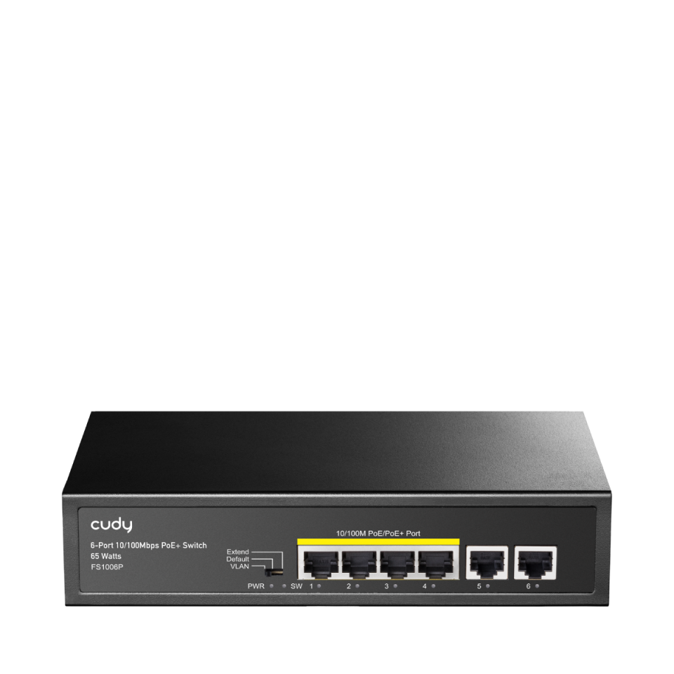 CUDY 6port-4Port PoE 60w 10/100 Yönetilemez Metal Kasa Switch FS1006P