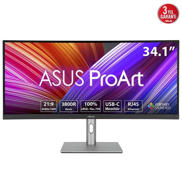 ASUS 34'' VA PROART PA34VCNV 5MS 60HZ HDMI-DP KAVISLI GRAFİK TASARIM MONİTÖRÜ 3440X1440
