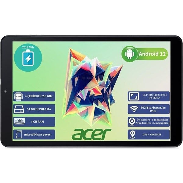 ACER 10.1'' ICONIA A10 NT.LG0EY.001 4GB RAM-64GB BELLEK-ANDROID TABLET