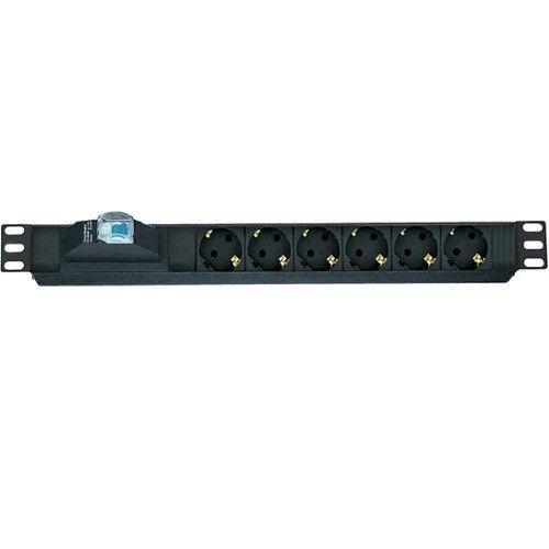 AGER 19'' 1U 6lı Sigortalı Priz Modülü Metal Gövdeli AA-PRZ01U19-6S-AL