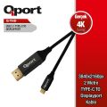 QPORT Q-THD 2metre TYPE-C - DP Çevirici Kablo Siyah 4K