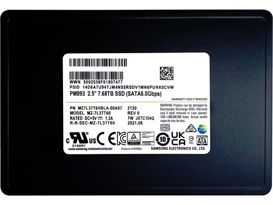 SAMSUNG 7.68TB 2.5'' PM893 MZ7L37T6HBLA-00A07 Sata-3 Enterprise SSD Disk Kutusuz