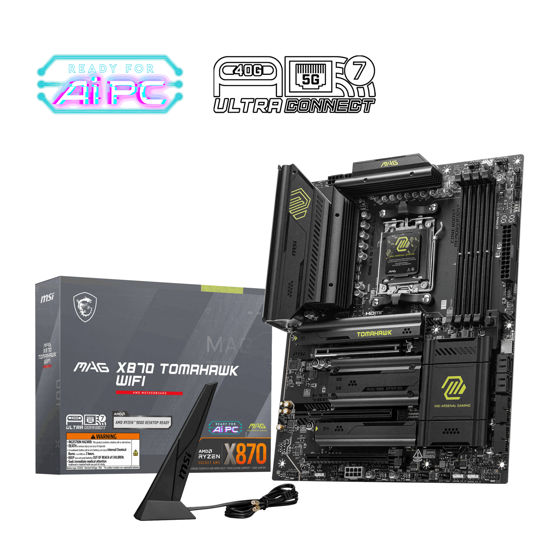 MSI MAG X870 TOMAHAWK WIFI-7 DDR5 HDMI DP PCIe 16X v5.0 AM5 ATX