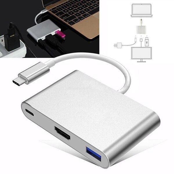 CODEGEN CDG-CNV39 0.15metre TYPE-C -HDMI_USB 3.0_TYPE-C Çevirici Adaptör Gümüş 1080p
