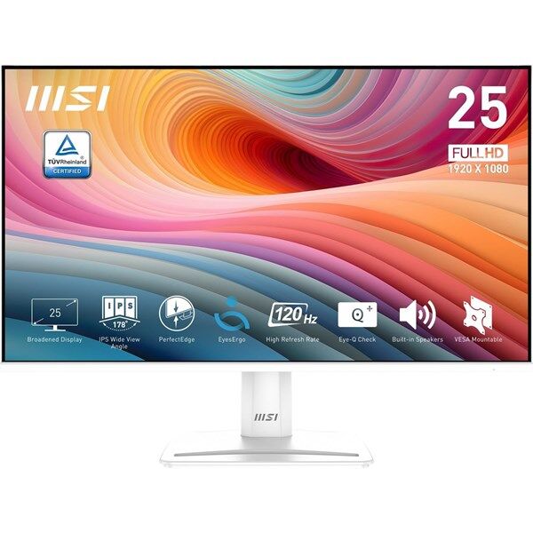 MSI 24.5'' FLAT IPS PRO MP251W E2 1MS 120HZ HDMI-DP EV OFİS MONİTÖRÜ 1920X1080 BEYAZ