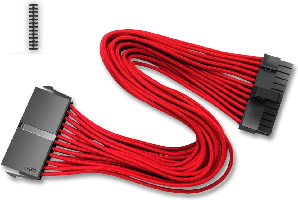 DEEPCOOL EC300-24P-RD 18AWG fiber 300mm Standart ATX PS2 güç kaynağı uzatma kablosu yüksek kaliteli