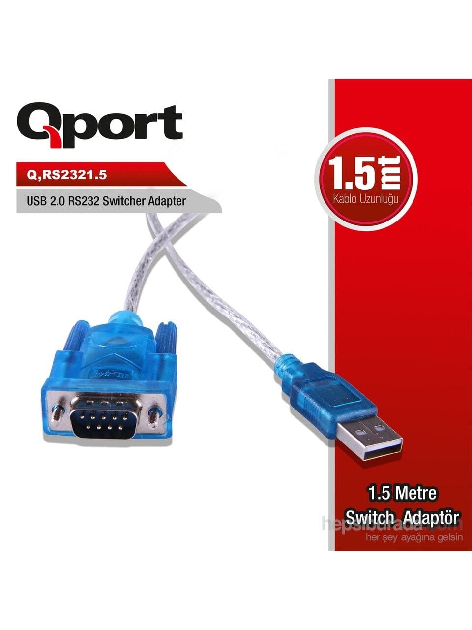 QPORT Q-RS2321.5 USB2.0 DAN RS232 1.5M ÇEVİRİCİ