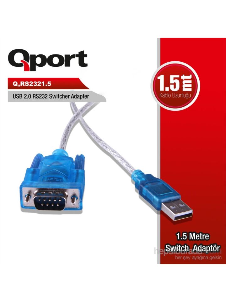 QPORT Q-RS2321.5 USB2.0 DAN RS232 1.5M ÇEVİRİCİ